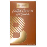 Brown 8oz. box of salted caramel hot chocolate with gold foil lettering.