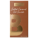 Brown 3oz. box of salted caramel hot chocolate with gold foil lettering.
