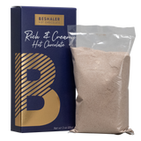 Royal blue 3oz. box of rich & creamy hot chocolate with gold foil lettering.