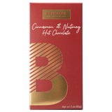 Red box with gold foil print of 3oz. cinnamon & nutmeg hot chocolate.