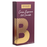 Plum colored 3oz. box of dark hot chocolate with gold foil lettering.