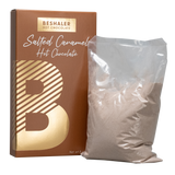 Brown 8oz. box of salted caramel hot chocolate with gold foil lettering.