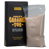 Black and yellow 3oz. box of salted caramel hot chocolate named Salty Caramel Toe.