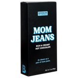 Black box of 3oz rich & creamy hot chocolate called Mom Jeans.