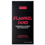 Black 3oz. box of cinnamon & nutmeg hot chocolate with red lettering.