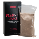 Black 3oz. box of cinnamon & nutmeg hot chocolate with red lettering.