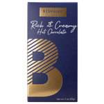 Royal blue 3oz. box of rich & creamy hot chocolate with gold foil lettering.