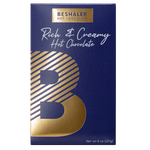 Royal blue 8oz box of rich & creamy hot chocolate with gold foil lettering.
