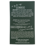 Back of 8oz. dark green box of mint flavored hot chocolate with mixing instructions.
