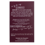 Back of plum colored box of dark hot chocolate with mixing instructions.