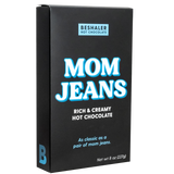 Black box of 8oz. rich & creamy hot chocolate called Mom Jeans.