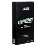Black and green 3oz. box of mint flavored hot chocolate called Schwing.