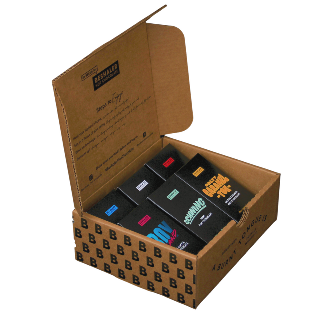 Shoper Sample Box Clever Sample Pack in Gift Box – Beshaler Hot Chocolate